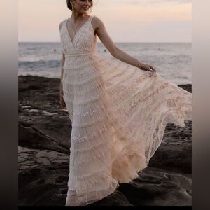 NEEDLE & THREAD
Eve Sequin Cami Gown in Kisses Tulle NWT